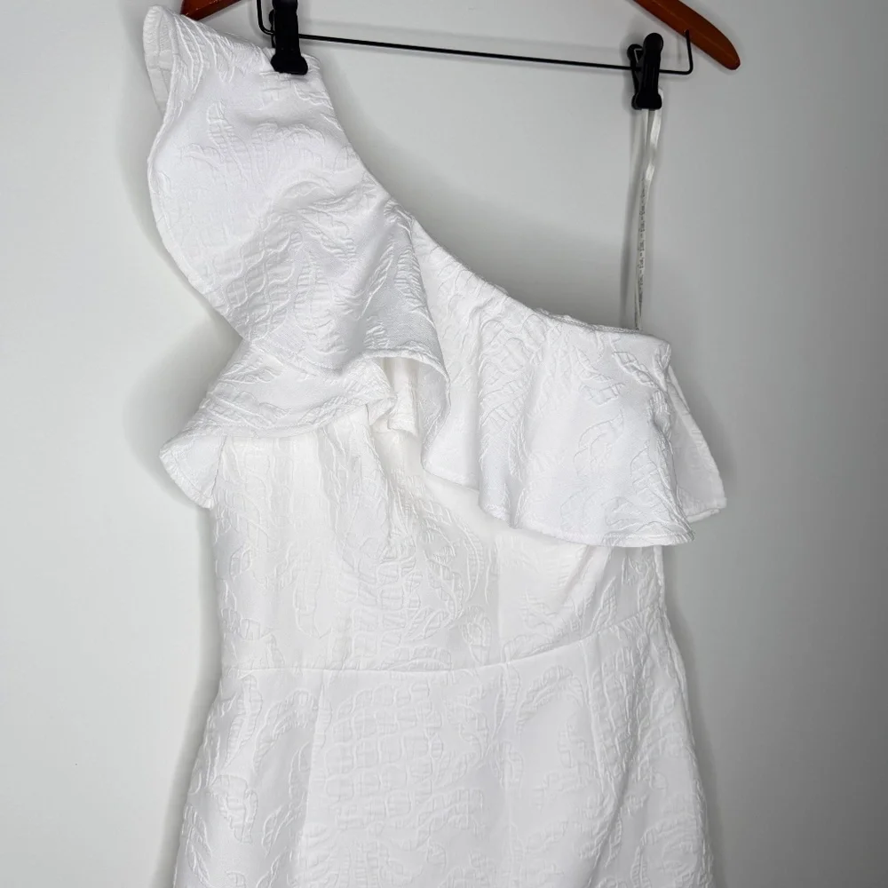 Lilly Pulitzer Pineapple Pucker Jacquard WHITE Kipton Romper One Shoulder 8 - Picture 5 of 9